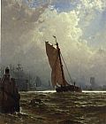 Alfred Thompson Bricher New York Harbor with the Brooklyn Bridge Under Construction painting